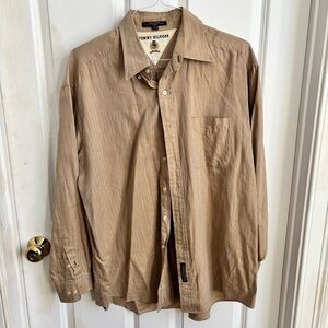 Tommy Hilfiger | Beige Herringbone Shirt | Size 17